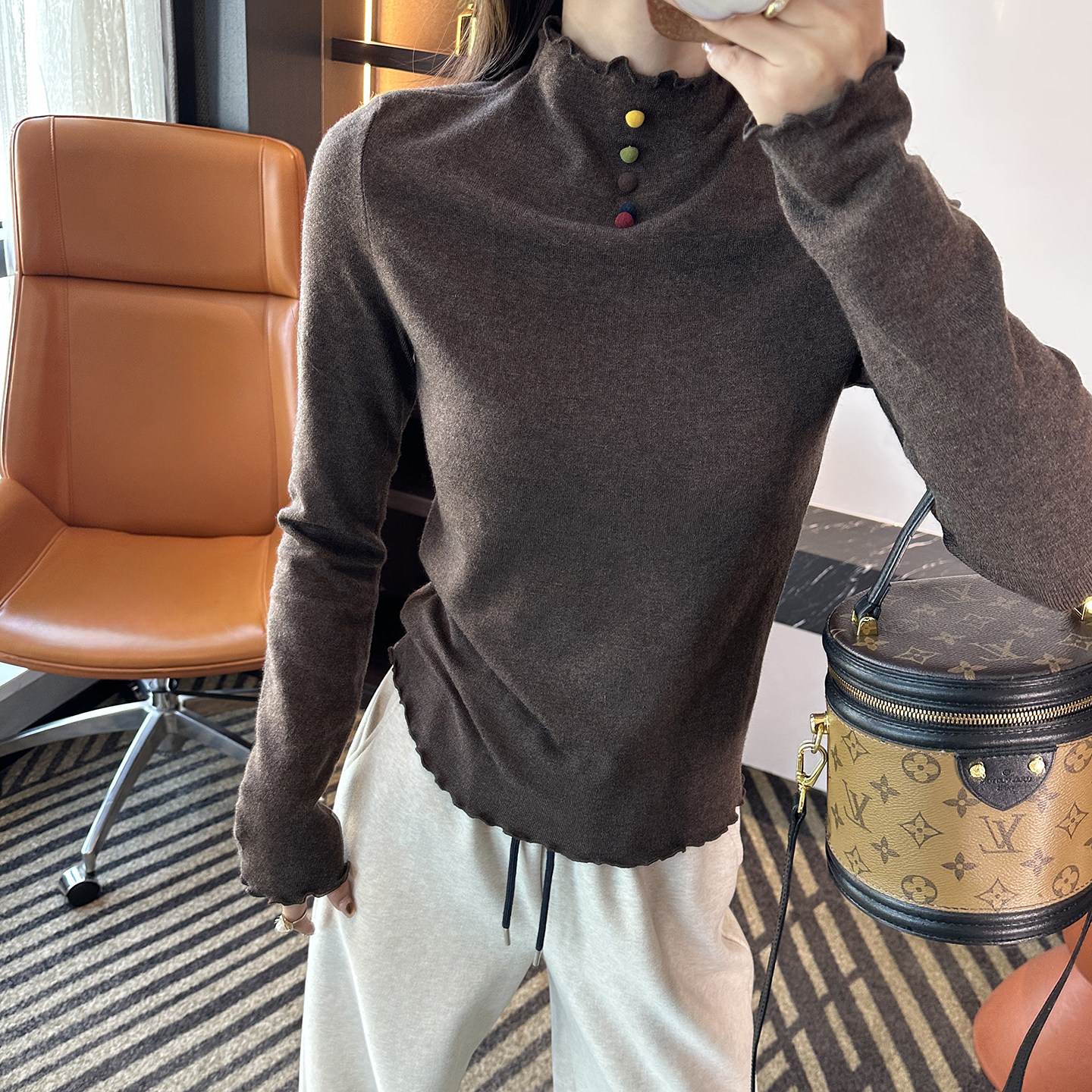 天鹅颈既视感！~半高领木耳边长袖打底衫女秋冬新内搭针织衫上衣,淘宝优惠券,粉丝福利购,淘宝优惠卷