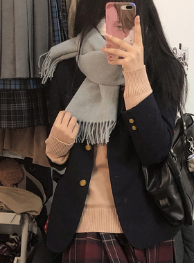 米白色仿羊绒围巾女冬季