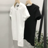 CHAO Мужская узкая эластичность различные хлопковые с коротким рукавом T -мала