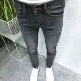 Chao Nanxin Han Xiu Bai Black Grey Выполняет маленькие джинсы Обществом