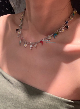 海洋风度假系列海豚多彩滴油项链