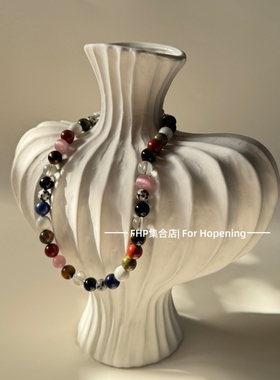 多元素天然石串珠项链高级气质感