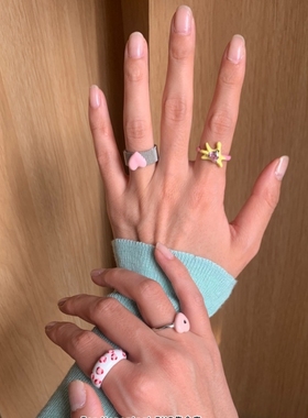 多巴胺手工滴油戒指粉色系ins