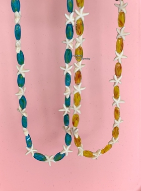 琉璃串珠海星造型项链锁骨链