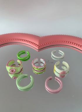 小清新风手绘滴油少女心戒指