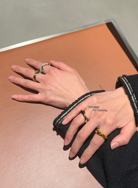 天然石新中式双圈戒指高级感