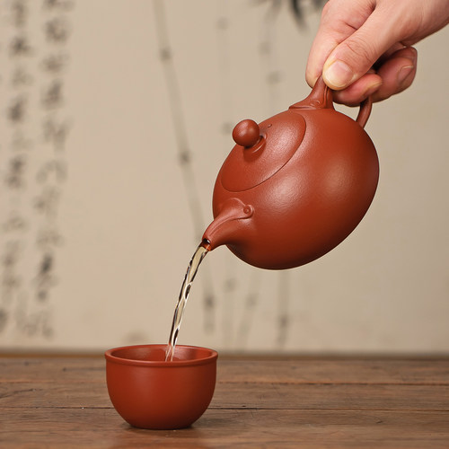 宜兴紫砂壶如意西施原矿朱泥可提可转凤鸣全手工茶具高端家用泡茶 - 图1