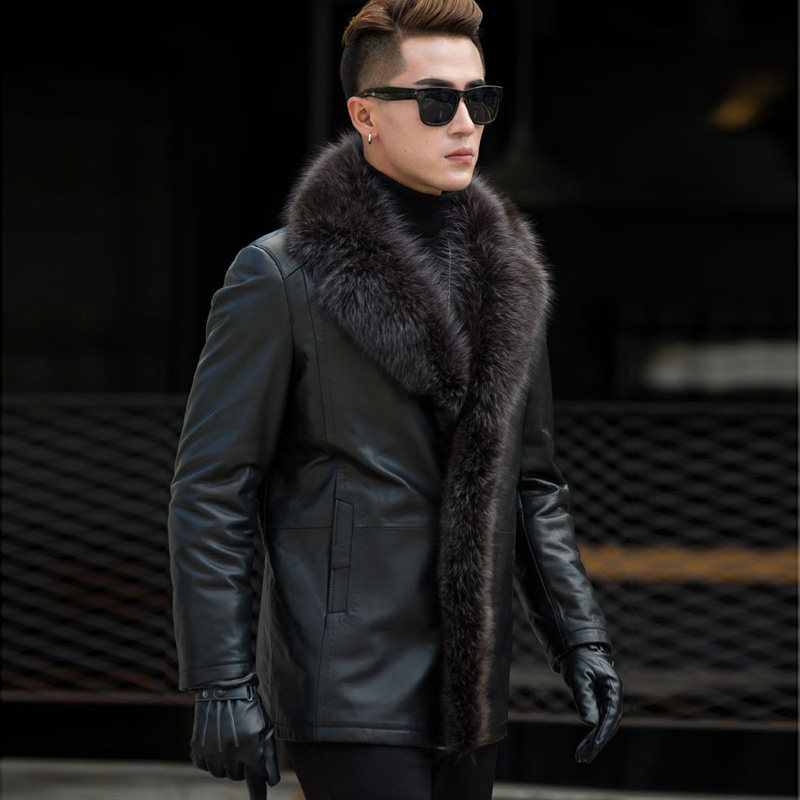 男士绵羊皮真皮衣 皮毛一体中年短款皮夹克大毛领羊羔毛潮男皮衣,淘宝优惠券,粉丝福利购,淘宝优惠卷
