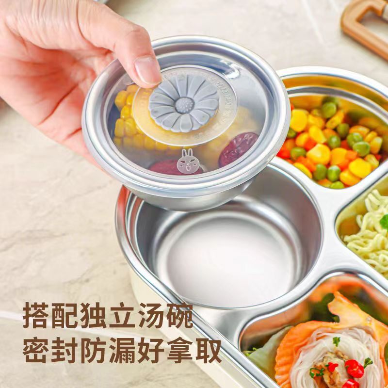 小学生保温饭盒316L不锈钢一年级女孩儿童专用餐盘分格便当袋餐盒