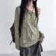 Korean style lazy letter print slanted shoulder T-shirt for women