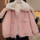 Girls' 2024 new winter jackets, velvet and thickened children's style cotton coats, Korean style pie jackets, cotton coats