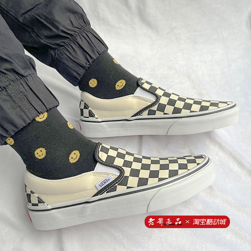 Vans Slip on黑白棋盘格一脚蹬男女鞋情侣休闲帆布鞋VN000EYEBWW-图2