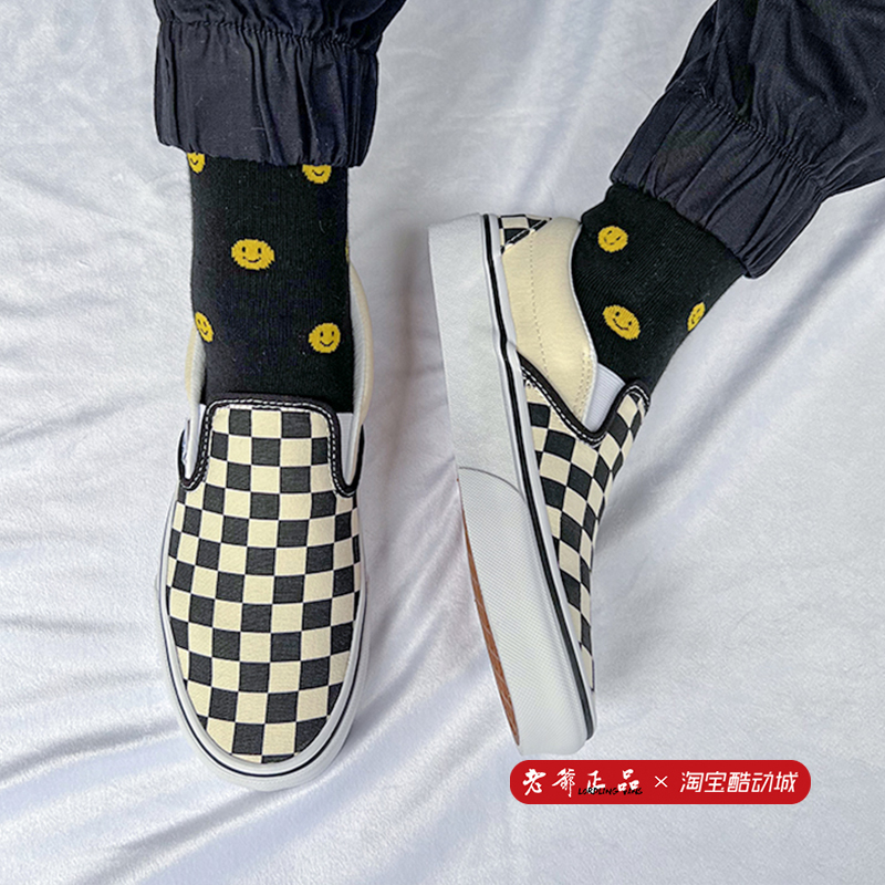 Vans Slip on黑白棋盘格一脚蹬男女鞋情侣休闲帆布鞋VN000EYEBWW - 图1