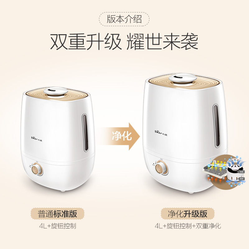 小熊空气加湿器家用静音卧室内孕妇婴儿大容量净化小型空调房喷雾 小熊空气加湿器家用静音卧室内孕妇婴儿大容量净化小型空调房喷雾