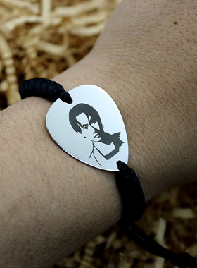 吉他拨片刻字金属朋克风手绳