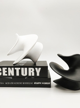 现代简约白色异形旋转陀螺摆件摆设样板房售楼处书房桌面软装饰品