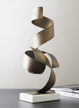 螺旋金属雕塑摆件手工艺术品现代轻奢家居玄关铁艺抽象室内软装饰