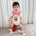 Net đỏ bé trai và phụ nữ bé bánh mì Siêu nhân cotton ngắn tay Xiêm tam giác phù hợp với váy mùa hè dễ thương - Áo liền quần body chip tre em Áo liền quần