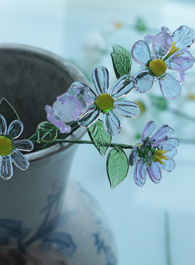 淄博琉璃仿真花摆件家居装饰玻璃插花假花束向日葵玫瑰高级感礼物