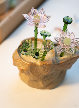 琉璃荷花中式美学小众创意文创礼物礼品纯手工高级感国风创意摆件