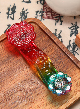 七彩如意水晶工艺品招财纳福水晶礼品摆件家居琉璃如意小摆件现货