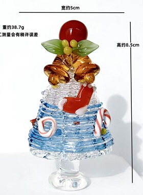 淄博琉璃圣诞树圣诞节礼物玻璃摆件工艺品车载礼品桌面装饰旋转礼