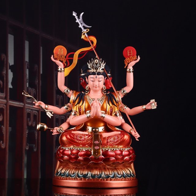 Resin painted Doumu Yuanjun statue ornaments