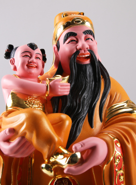 铜雕彩绘家用客厅福禄寿摆件