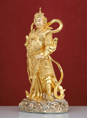 纯铜伽蓝韦陀菩萨神客厅桌面摆件