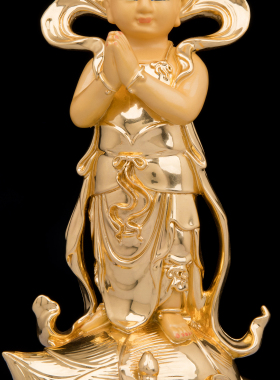 康盛纯铜供奉摆件金童玉女神像