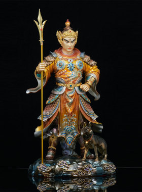 铜像摆件二郎神杨戬神像家用供奉