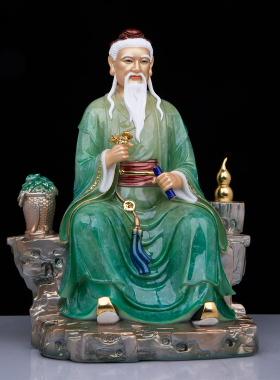 汉白玉彩绘神医华佗神像供奉摆件