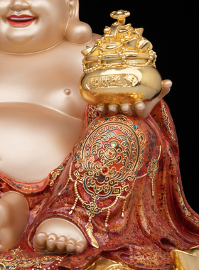 康盛黄铜供奉摆件中式弥勒笑佛像