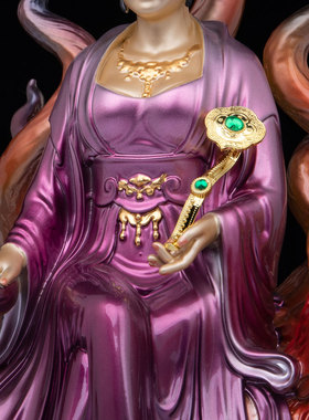 康盛黄铜供奉摆件中式九尾娘娘像