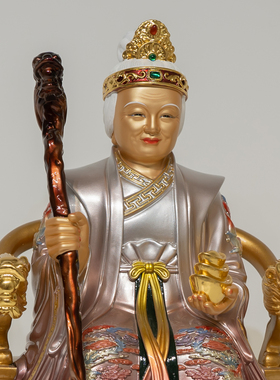 黄铜土地公土地婆供奉神像摆件