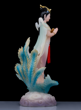 汉白玉彩绘家用九天玄女神像站像