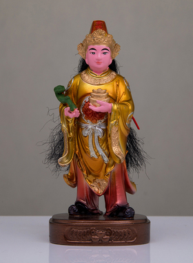 树脂齐天大圣关公车载小神像摆件