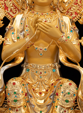 康盛黄铜供奉摆件中式天冠弥勒像