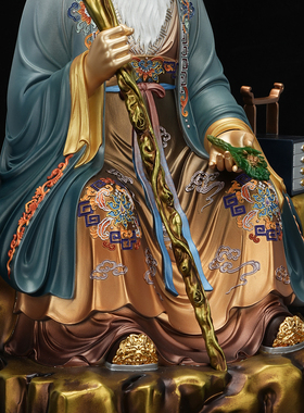 纯铜药王爷坐山药王铜像供奉摆件