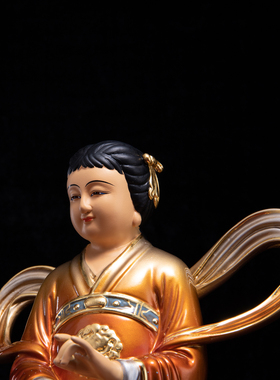 康盛纯铜供奉摆件金童玉女神像