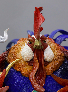 康盛纯铜桌面摆件霸王鸡摆件