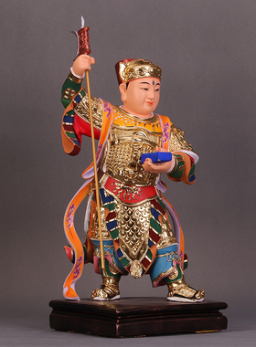 16寸华光大帝神像五显灵官华光天王马元帅马灵官樟木木质神像摆件