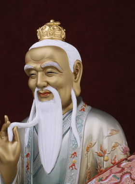 纯铜彩绘贴真金摆件太上老君