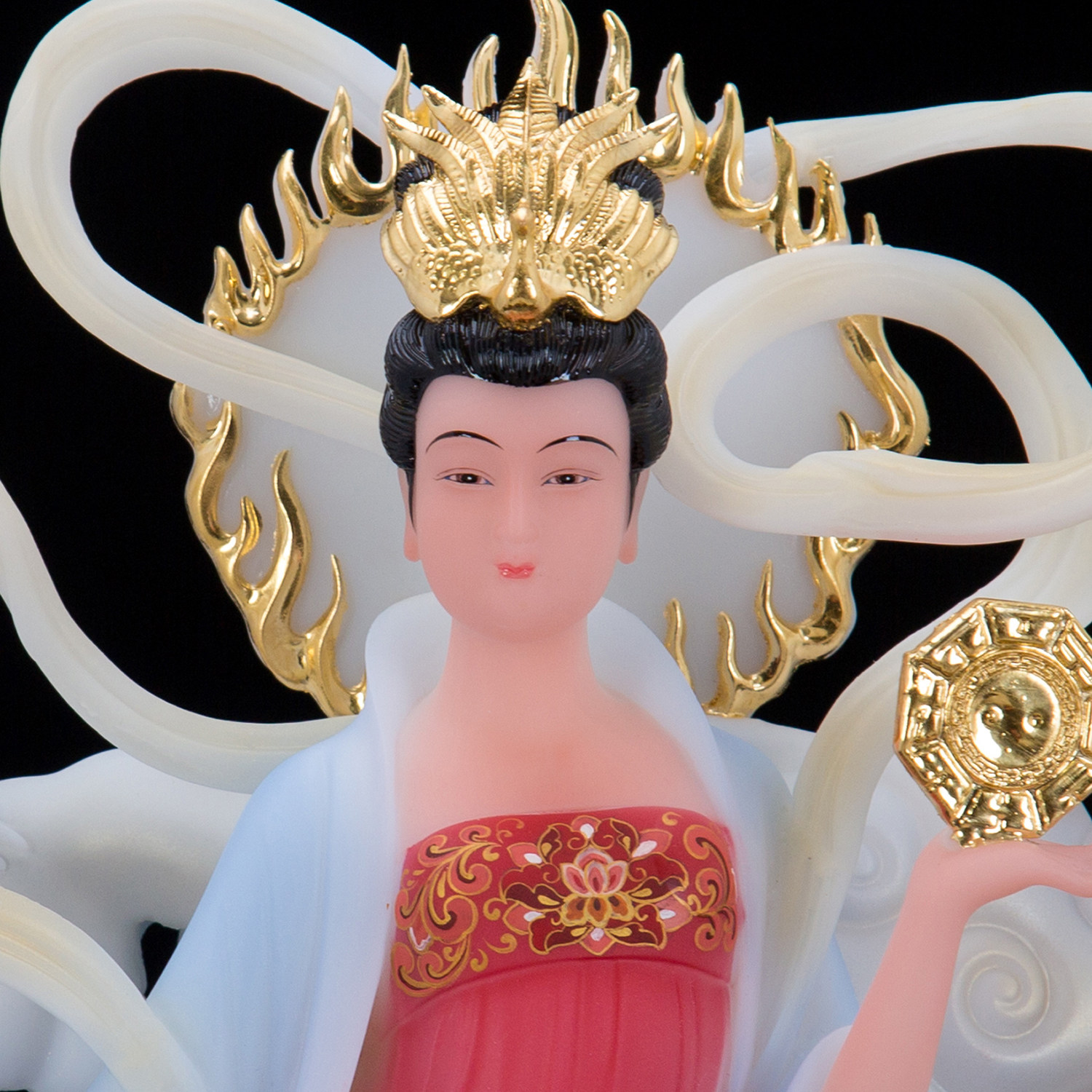 九天玄女神像汉白玉圣丰站九天玄女踏凤飞天玄女像家居摆件