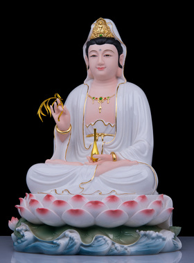 树脂仿瓷观音神像客厅工艺品摆件