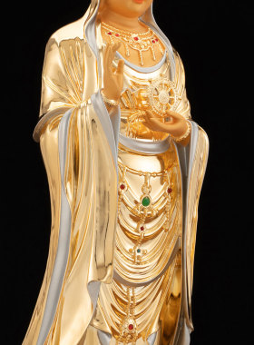 康盛黄铜供奉摆件中式观世音菩萨