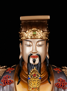 黄铜彩绘玉帝王母供奉铜像