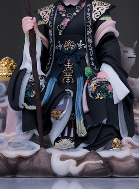康盛汉白玉供奉摆件黑老太坐山像