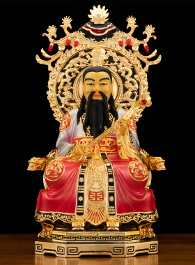 铜鎏金彩绘太上老君三清道祖神像