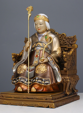 纯铜土地公土地婆神像客厅工艺品